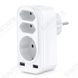 4000W 250V USB Socket Adapter 5in1 Multiple Plug 3 Way Double Euro 1 Schuko Multi with 2 USB Adapters 2.4A for iPhone Mobile with Child Safety Lock 4000W 250V USB Socket Adapter 5in1 Multiple Plug 3 Way Double Euro 1 Schuko Multi with 2 USB Adapters 2.4A for iPhone Mobile with Child Safety Lock