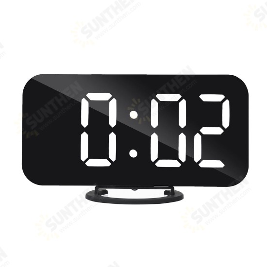 Digital LED Mirror Large Display Alarm Clock Snooze Function Dual USB Charger