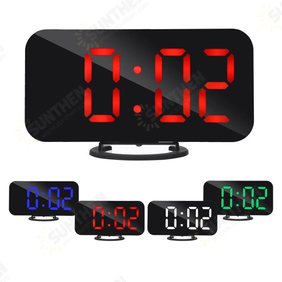 Digital LED Mirror Large Display Alarm Clock Snooze Function Dual USB Charger