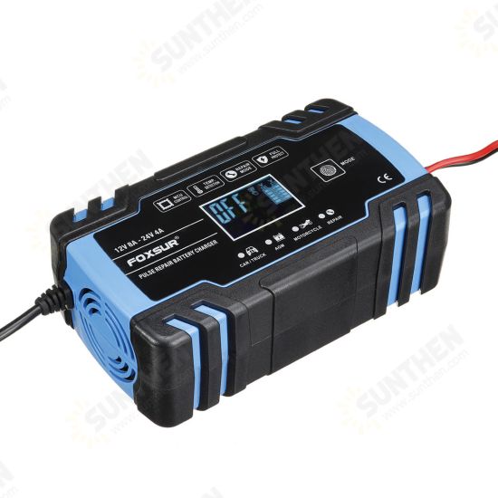 Display Battery Charger 12V 8A/24V 4A Automotive Smart Battery Maintainer for Car Truck Motorcycle Multi-function Repair Car Charger