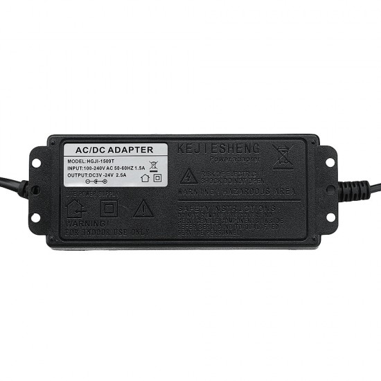 4-24V 2.5A 60W AC/DC Adjustable Power Adapter Supply EU Plug Speed Control Volt Display