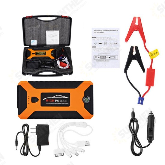 JX27 88000mAh 4USB Car Jump Starter Pack Booster Multifunction Emergency Power Supply Starter Charger