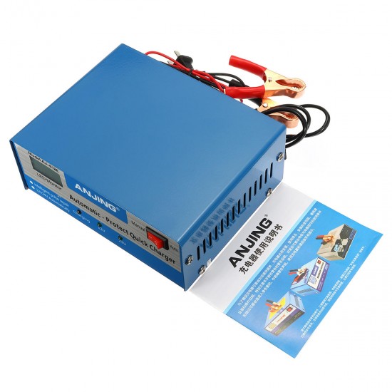LCD 12V/24V Intelligent Automatic Battery Charger Pure Copper Charger Pulse Repair Type Maintainer for Lead Acid Battery
