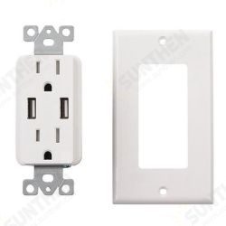 US Wall Socket 2 USB Outlets 2.4A/3.1A/4.2A Charger Socket Wall Socket Panel Switch