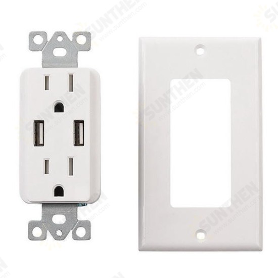 US Wall Socket 2 USB Outlets 2.4A/3.1A/4.2A Charger Socket Wall Socket Panel Switch