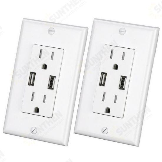 US Wall Socket 2 USB Outlets 2.4A/3.1A/4.2A Charger Socket Wall Socket Panel Switch