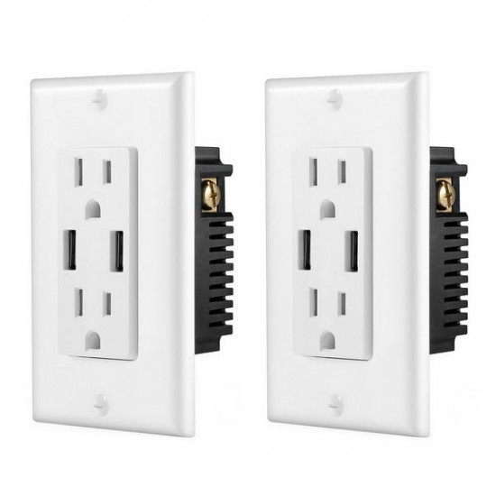 US Wall Socket 2 USB Outlets 2.4A/3.1A/4.2A Charger Socket Wall Socket Panel Switch