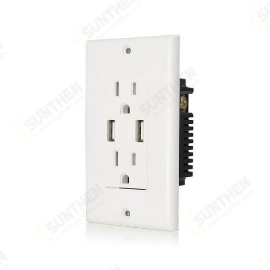 US Wall Socket 2 USB Outlets 2.4A/3.1A/4.2A Charger Socket Wall Socket Panel Switch