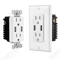 US Wall Socket 2 USB Outlets 2.4A/3.1A/4.2A Charger Socket Wall Socket Panel Switch