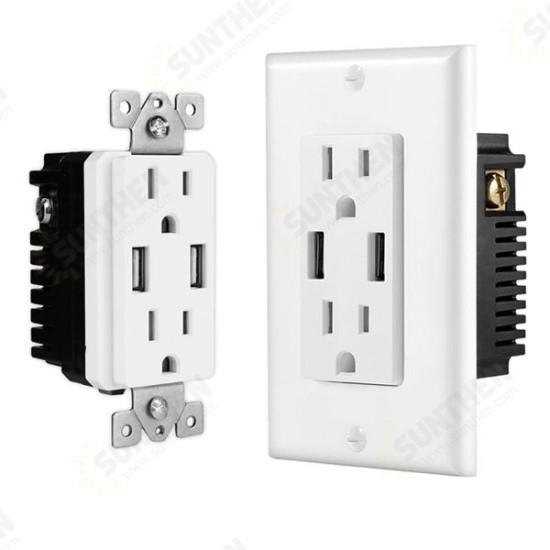 US Wall Socket 2 USB Outlets 2.4A/3.1A/4.2A Charger Socket Wall Socket Panel Switch