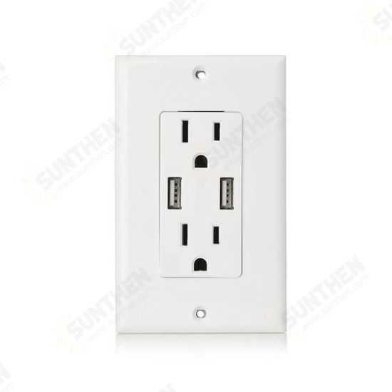 US Wall Socket 2 USB Outlets 2.4A/3.1A/4.2A Charger Socket Wall Socket Panel Switch