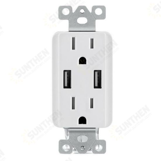 US Wall Socket 2 USB Outlets 2.4A/3.1A/4.2A Charger Socket Wall Socket Panel Switch