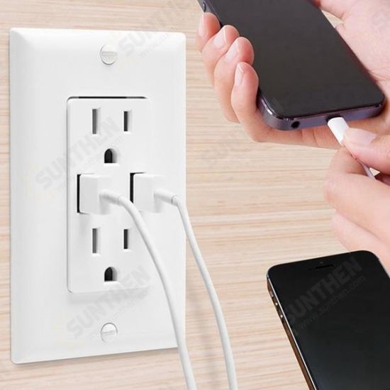 US Wall Socket 2 USB Outlets 2.4A/3.1A/4.2A Charger Socket Wall Socket Panel Switch