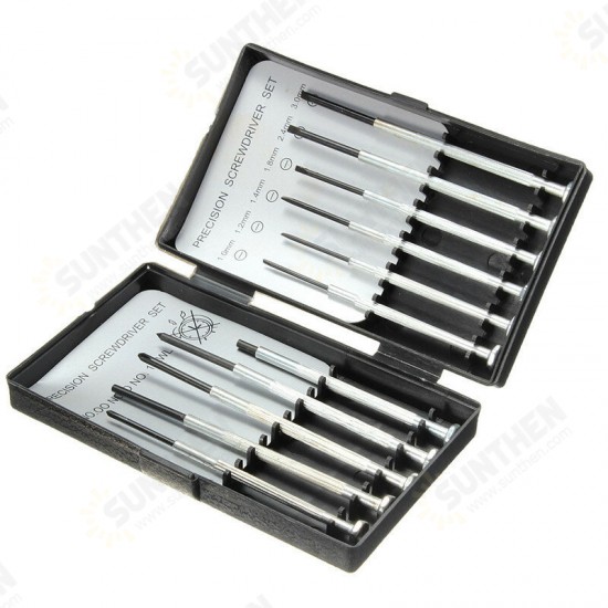 Set of 11 Precision Screwdriver Small Hobby Jewelry Watch Clock Repair Tool Case