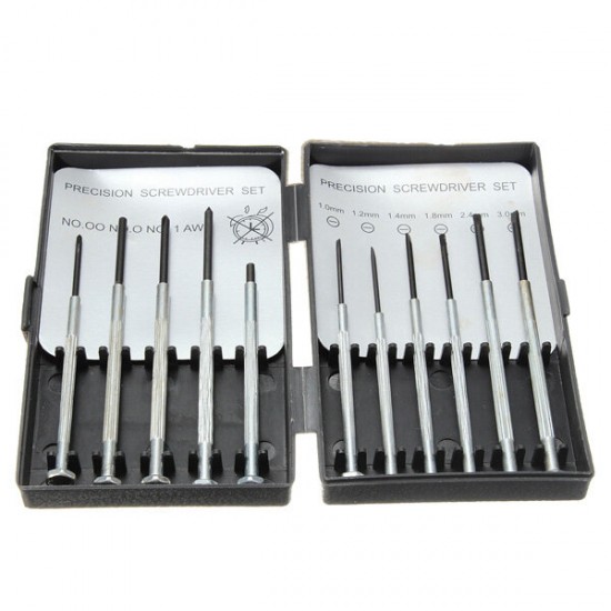 Set of 11 Precision Screwdriver Small Hobby Jewelry Watch Clock Repair Tool Case