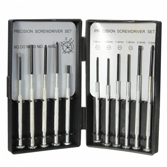Set of 11 Precision Screwdriver Small Hobby Jewelry Watch Clock Repair Tool Case