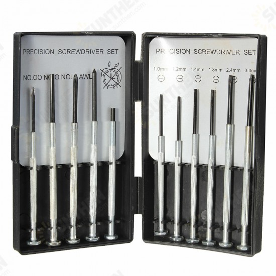 Set of 11 Precision Screwdriver Small Hobby Jewelry Watch Clock Repair Tool Case