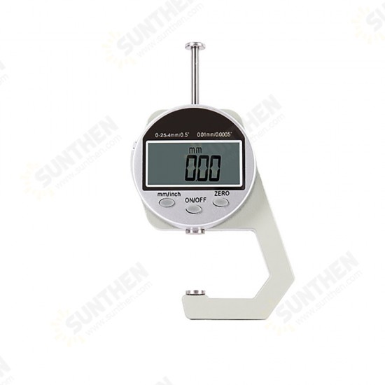 0-20/25mm Range Measuring Tool 0.1/0.01mm Resolution Round Dial/Digital Display Thickness Gauge