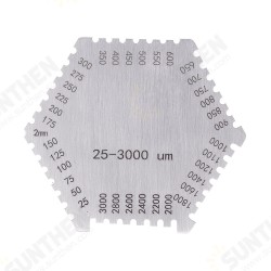 25-3000um High-Precision Stainless Steel Gauge Hexagon Wet Film Comb Paint Wet Film Thickness Gauge 25-3000um High-Precision Stainless Steel Gauge Hexagon Wet Film Comb Paint Wet Film Thickness Gauge