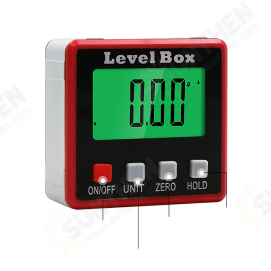 57x57x30mm Backlight 0.1° 4x90° Degree Large LCD Digital Protractor Inclinometer Magnetic Electronic Angle Level Box