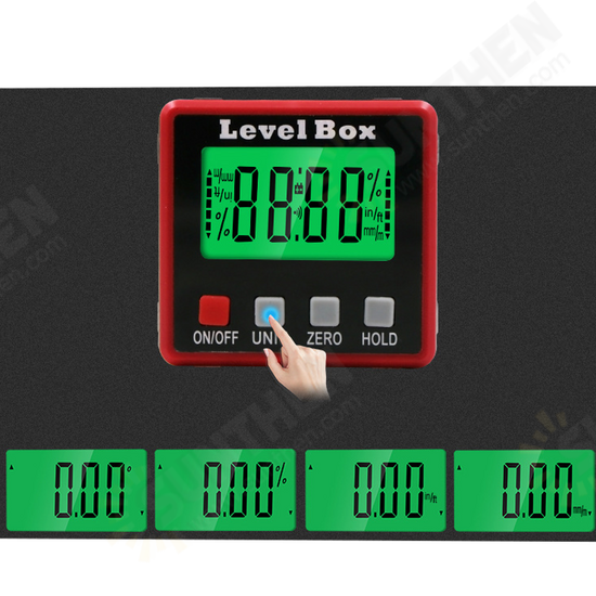 57x57x30mm Backlight 0.1° 4x90° Degree Large LCD Digital Protractor Inclinometer Magnetic Electronic Angle Level Box