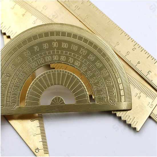 Brass Ruler Metal Triangle Straight Ruler for Woodworking Measuring Ruler Wave Line Drawing Tools