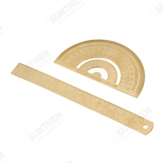 Brass Ruler Metal Triangle Straight Ruler for Woodworking Measuring Ruler Wave Line Drawing Tools