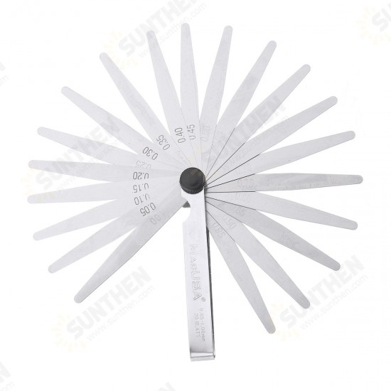 20 Blade Feeler Metric Gauge 0.05 to 1.0mm Thickness Spark Plug Measure Gap Tool