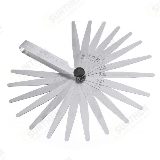 20 Blade Feeler Metric Gauge 0.05 to 1.0mm Thickness Spark Plug Measure Gap Tool