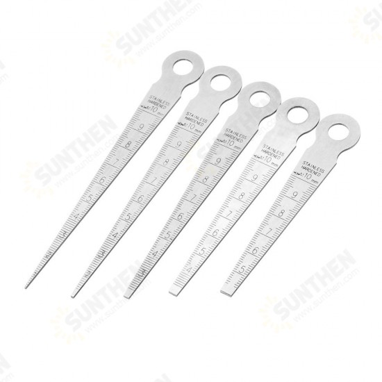 5pcs Stainless Hardened Taper Feeler Gauge Aperture Scale Wedge Feeler Hole Gauge