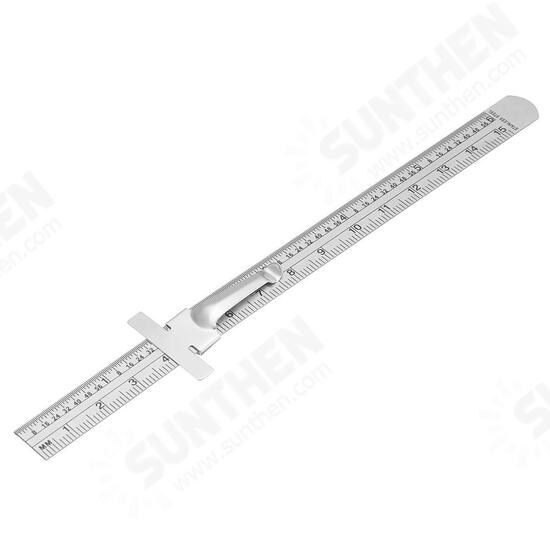 6 Inch 0-150mm Stainless Steel Gauge Standard Rule Scale Depth Length Gauge Marking Measuring Tool with Detachable Clip