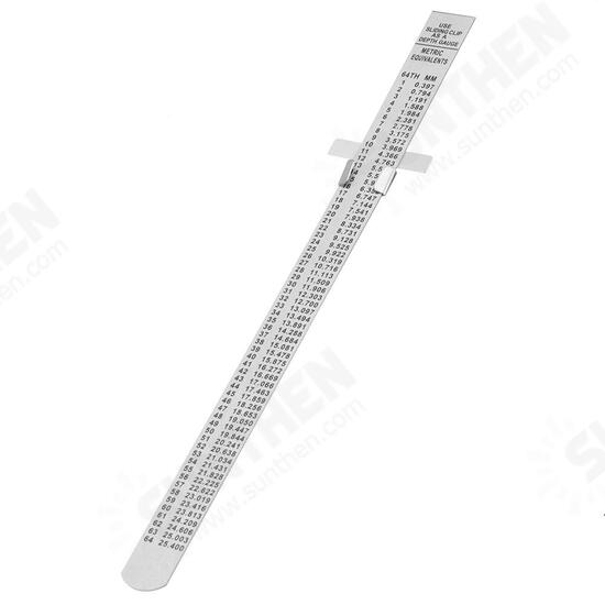 6 Inch 0-150mm Stainless Steel Gauge Standard Rule Scale Depth Length Gauge Marking Measuring Tool with Detachable Clip