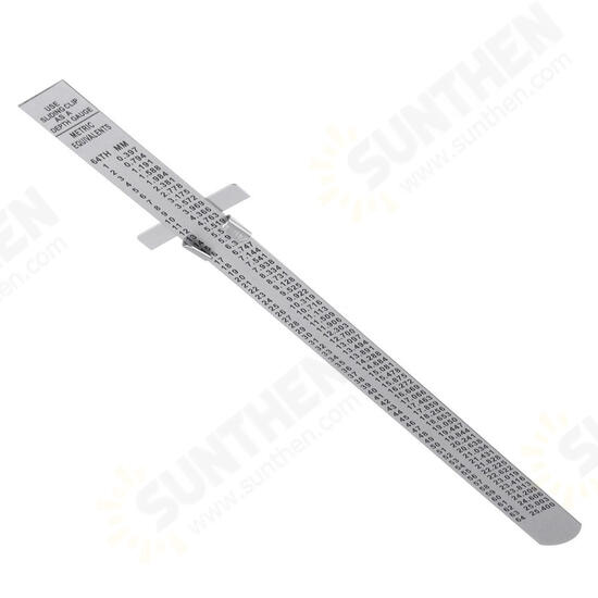 6 Inch 0-150mm Stainless Steel Gauge Standard Rule Scale Depth Length Gauge Marking Measuring Tool with Detachable Clip