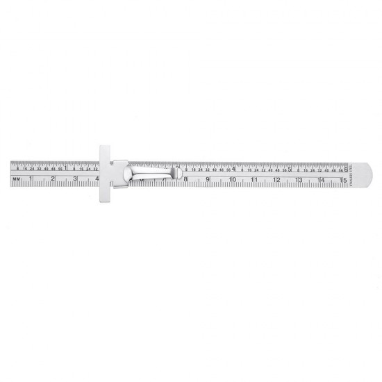 6 Inch 0-150mm Stainless Steel Gauge Standard Rule Scale Depth Length Gauge Marking Measuring Tool with Detachable Clip