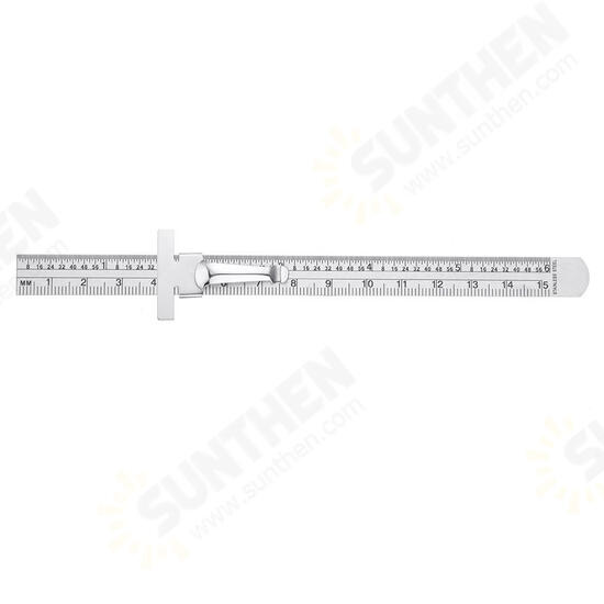 6 Inch 0-150mm Stainless Steel Gauge Standard Rule Scale Depth Length Gauge Marking Measuring Tool with Detachable Clip