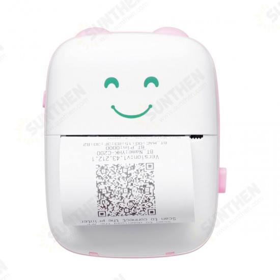 Mini Photo Printer with USB Cable Bluetooth 200DPI Portable Pocket Thermal Printer for Printing Photo Memo Label Print