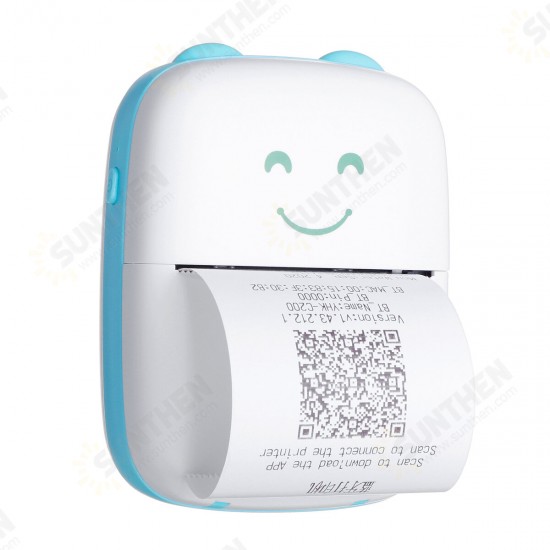 Mini Photo Printer with USB Cable Bluetooth 200DPI Portable Pocket Thermal Printer for Printing Photo Memo Label Print