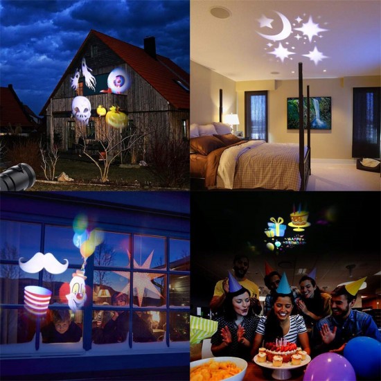 Halloween Projector Lamp Slide Show LED 16 Cards Christmas Outdoor Projection Lamp Multiple Usage Light For Home Garden Decor