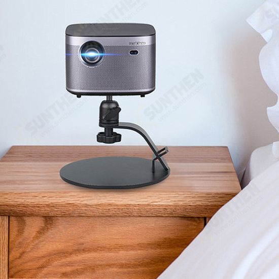 LKT-863 Desktop Projector Stand 360° Panoramic Adjustable Metal Bracket Thickened&Widened Inclined Plate with Non-slip Mat Pan Tilt Projector Holder