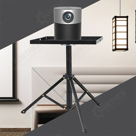 NAPortable Metal Projector Adjustable Desktop Tripod Stand with Round Tray Non-slip Feet Bracket for Projector Camera Webcam Cellphone