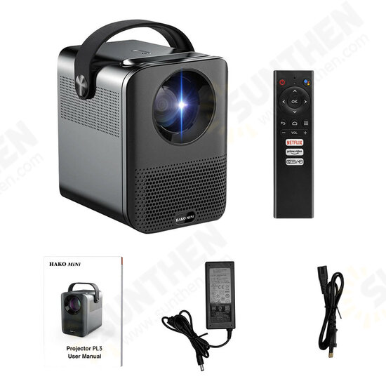 PL3 Portable Projector 1080P HD Wireless Screen Mirroring 200 ANSI Lumens Fully Sealed Design 2.4G/5G Wifi Google Assistant