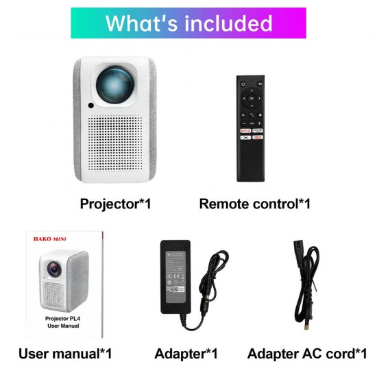 PL4 Portable Projector 2G 8G 1080P HD Full Sealed 400 ANSI Lumens Android 10.0 Google Assistant Keystone Correction Home Theater