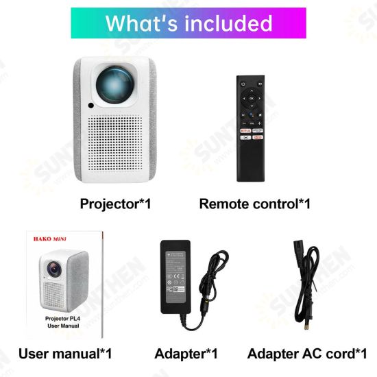 PL4 Portable Projector 2G 8G 1080P HD Full Sealed 400 ANSI Lumens Android 10.0 Google Assistant Keystone Correction Home Theater