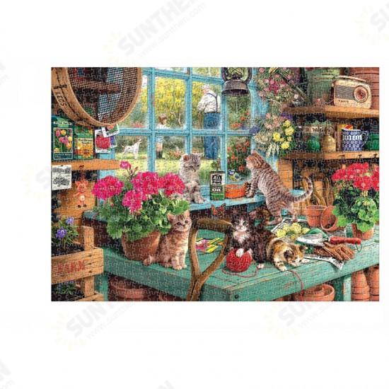 1000PCS DIY Window Sill Cat/Amalfi Paper Jigsaw Puzzle Decompression Educational Indoor Toys