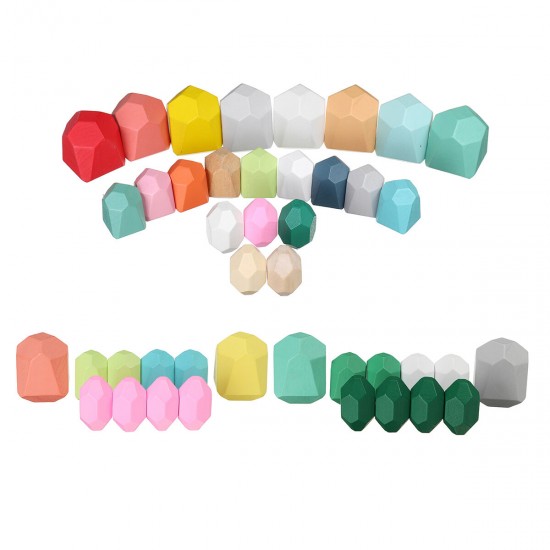 10/22 Pcs Wooden Colorful Building Blocks Stone Stacking Game Early Educational Toy for Kids Gift