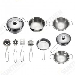 10pc Stainless steel Cookware Kitchen Cooking Set Pot Pans House Play Toy For Children 10pc Stainless steel Cookware Kitchen Cooking Set Pot Pans House Play Toy For Children