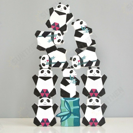 11/13 Pcs Creative Panda Dinosaur Wooden Stacking Game Building Blocks Early Educational Toy for Kids Gift