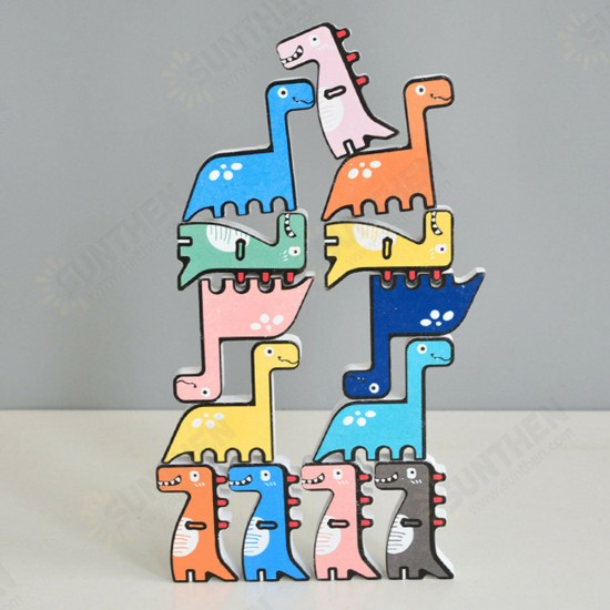 11/13 Pcs Creative Panda Dinosaur Wooden Stacking Game Building Blocks Early Educational Toy for Kids Gift