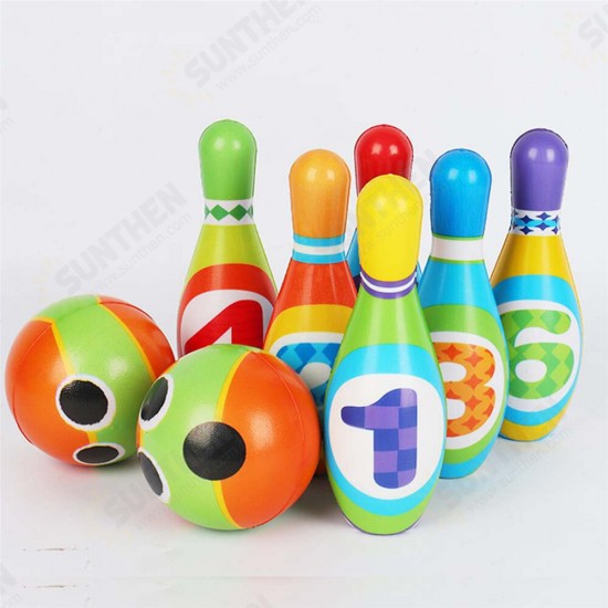 12PCS Cute Mini Bowling PU Soft Indoor Sport Play Games Safe Foam Kids Bowling Children Indoor Sport Family Funny Game Toy Gift