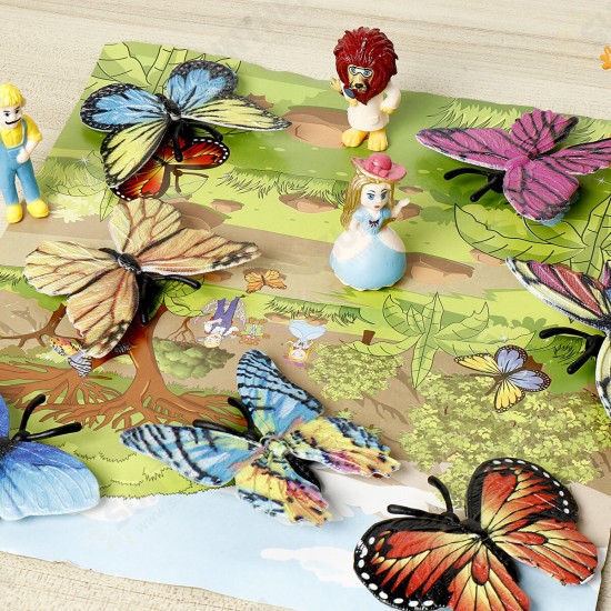 14 Pcs High Simulation Colorful Realistic Insects Butterfly Animal Figure Doll Model Learning Educational Toy for Kids Gift